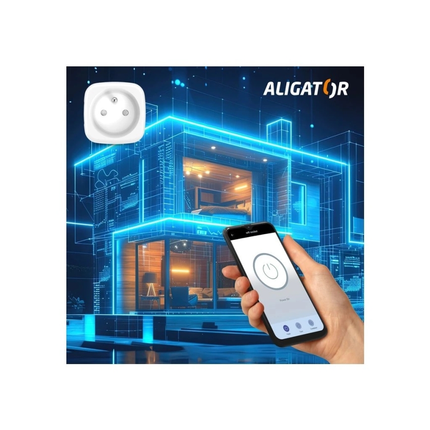 Aligator WAL001 - Slimme stekker 3680W/230V/Type E/16A Wi-Fi Tuya