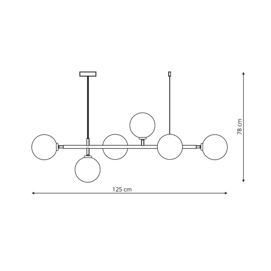 ALISA hanglamp aan kabel, 6xE14/40W/230V, zwart