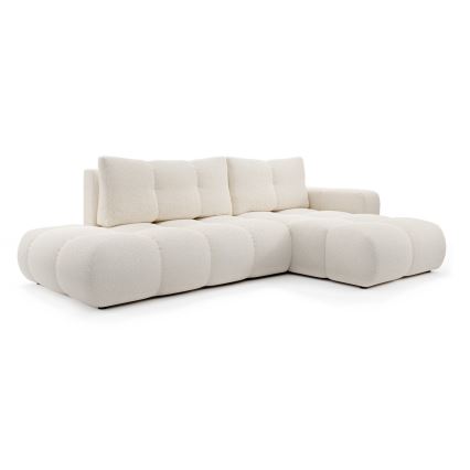 ALMADA L-shaped rechts-hand upholstered hoek sofa bed met storage, licht beige