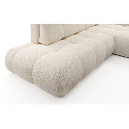 ALMADA L-shaped rechts-hand upholstered hoek sofa bed met storage, licht beige