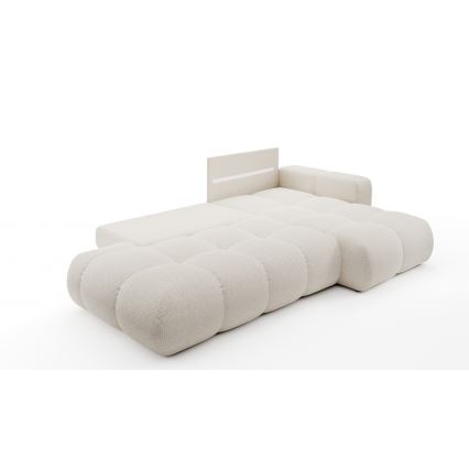 ALMADA L-shaped rechts-hand upholstered hoek sofa bed met storage, licht beige