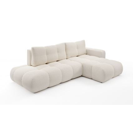 ALMADA L-shaped rechts-hand upholstered hoek sofa bed met storage, licht beige
