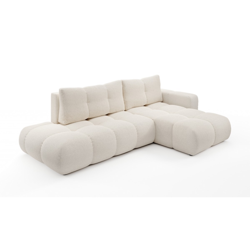 ALMADA L-shaped rechts-hand upholstered hoek sofa bed met storage, licht beige