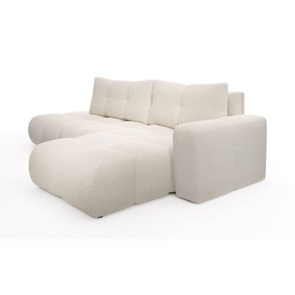 ALMADA L-shaped rechts-hand upholstered hoek sofa bed met storage, licht beige