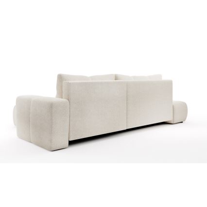 ALMADA L-shaped rechts-hand upholstered hoek sofa bed met storage, licht beige