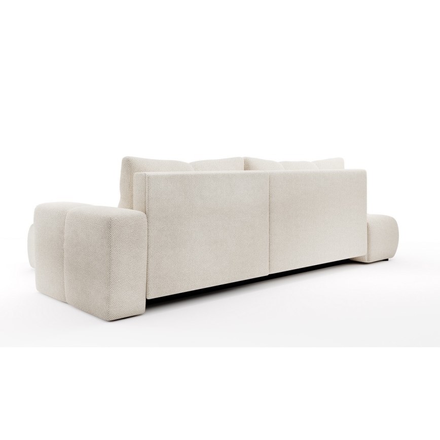 ALMADA L-shaped rechts-hand upholstered hoek sofa bed met storage, licht beige
