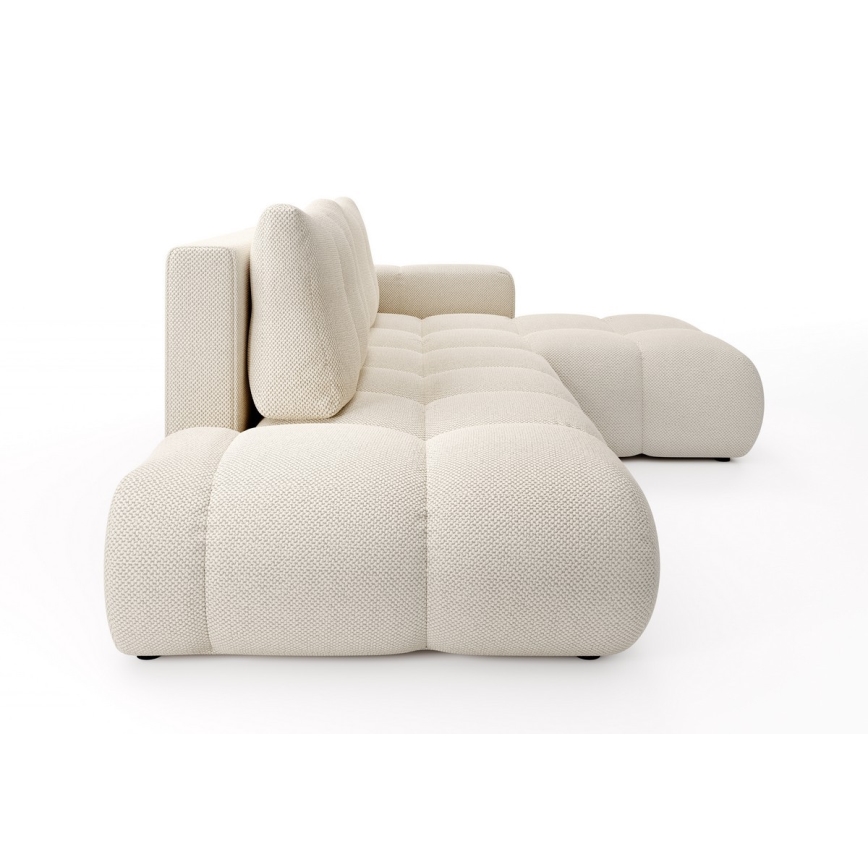 ALMADA L-shaped rechts-hand upholstered hoek sofa bed met storage, licht beige