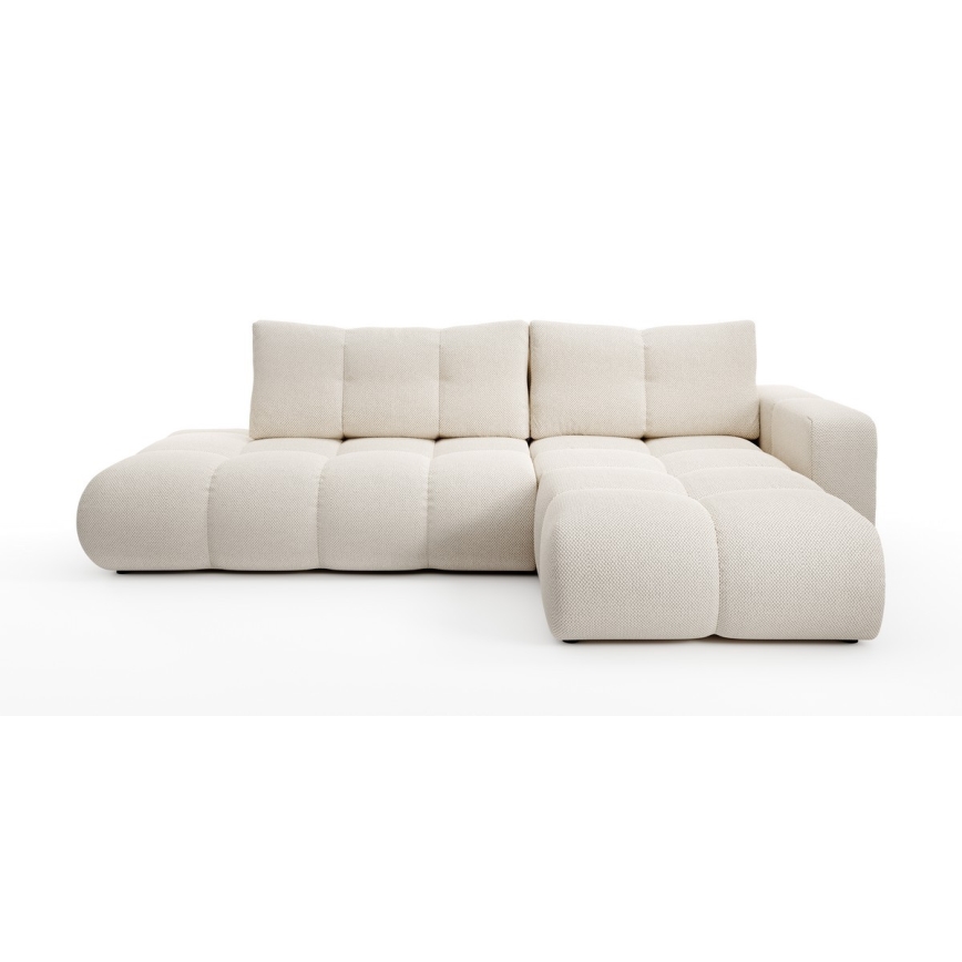 ALMADA L-shaped rechts-hand upholstered hoek sofa bed met storage, licht beige