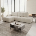 ALMADA L-shaped upholstered hoek sofa bed met storage, links-hand, licht beige