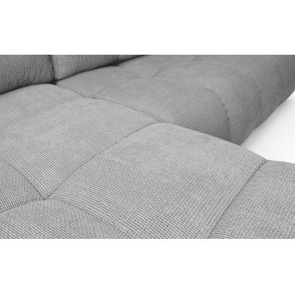 ALMADA L-vormige gestoffeerde hoekbank, links, grijs, met slaapfunctie en opbergruimte