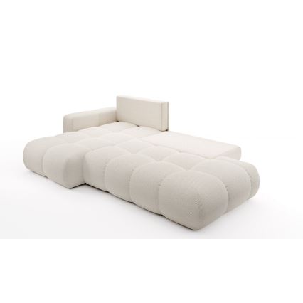 ALMADA L-shaped upholstered hoek sofa bed met storage, links-hand, licht beige