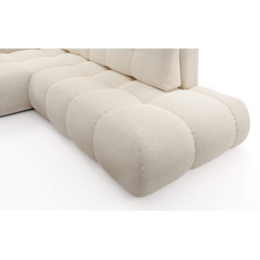 ALMADA L-shaped upholstered hoek sofa bed met storage, links-hand, licht beige