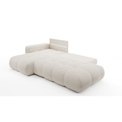 ALMADA L-shaped upholstered hoek sofa bed met storage, links-hand, licht beige