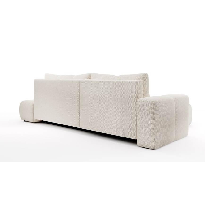 ALMADA L-shaped upholstered hoek sofa bed met storage, links-hand, licht beige