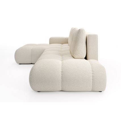 ALMADA L-shaped upholstered hoek sofa bed met storage, links-hand, licht beige