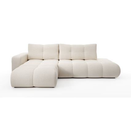 ALMADA L-shaped upholstered hoek sofa bed met storage, links-hand, licht beige