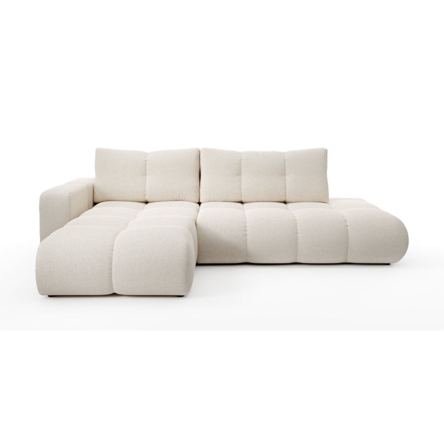 ALMADA L-shaped upholstered hoek sofa bed met storage, links-hand, licht beige