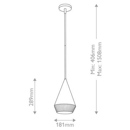 Alora Mood - DAPHNE hanglamp met staaf 1xE27/60W/230V Ø 18,1 cm zwart/bruin
