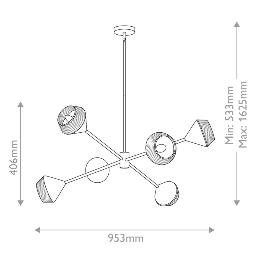 Alora Mood - DAPHNE Rod-Mounted Hanglamp 6xE14/40W/230V Black/Brown