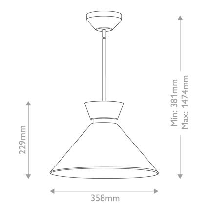 Alora Mood - Hanglamp met stang HALSTON 1xE27/60W/230V goudkleurig