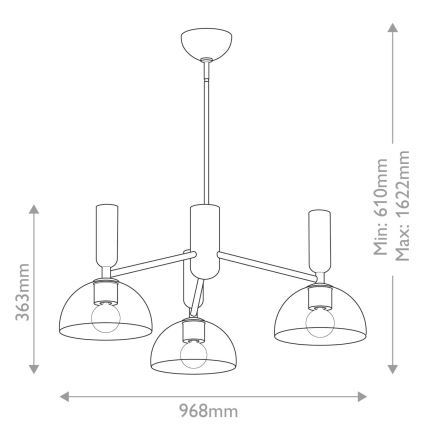 Alora Mood - Hanglamp met vaste pendel JUDE 3xE27/60W/230V diameter 96,8 cm messing