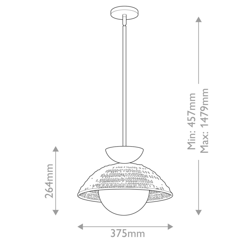 Alora Mood - Hanglamp met stang PERTH 1xE27/60W/230V Ø 37,5 cm goudkleurig