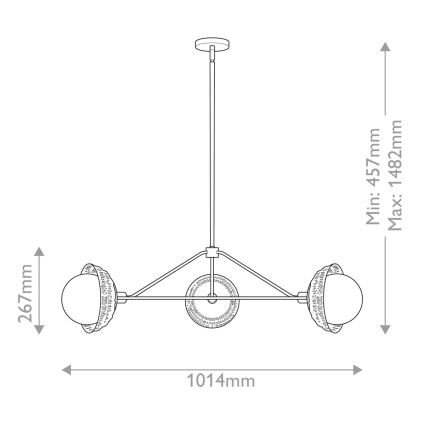 Alora Mood - Rod-mounted Hanglamp PERTH 3xE14/40W/230V goud