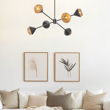 Alora Mood - DAPHNE Rod-Mounted Hanglamp 6xE14/40W/230V Black/Brown