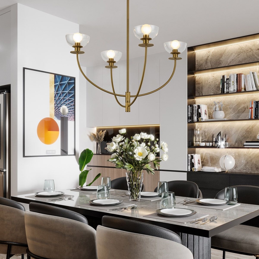 Alora Mood - Hanglamp met stang SYLVIA 4xE14/40W/230V goudkleurig