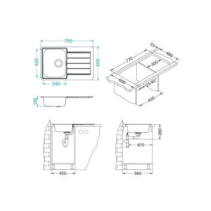 ALVEUS 1069147 - Keukenspoelbak LINE 79x50 cm RVS/satijn
