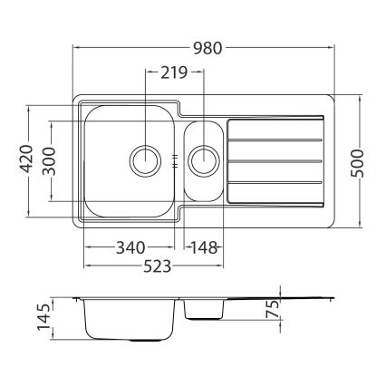 ALVEUS 1082440 - Keukenspoelbak LINE 98x50 cm RVS/satijn