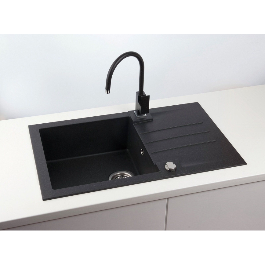 ALVEUS 1090942 - Gootsteen ROCK 78x48 cm graniet/zwart