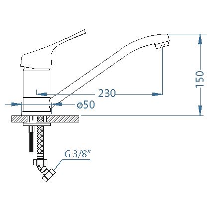ALVEUS 1091137 - Kraan voor gootsteen RIVIERA 14,8 cm roestvrij