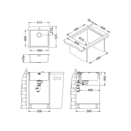 ALVEUS 1122708 - Gootsteen PURE 52,5x51,5 cm monarch koper