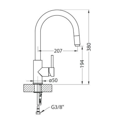 ALVEUS 1129021 - Keukenkraan met uittrekbare sproeikop DELOS 38 cm glanzend chroom