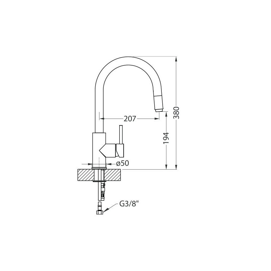 ALVEUS 1129021 - Kraan voor gootsteen met uittrekbare sproeier DELOS 38 cm mat chroom