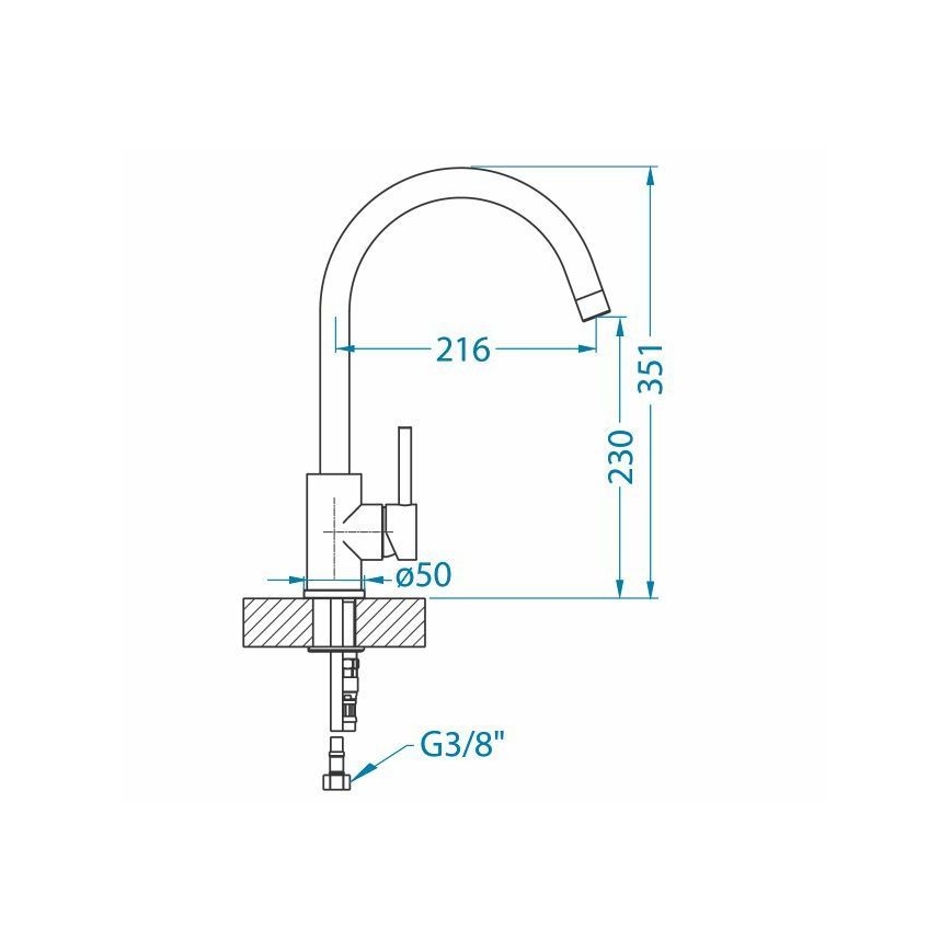 ALVEUS 1129028 - Keukenkraan ELZA 35,1 cm RVS