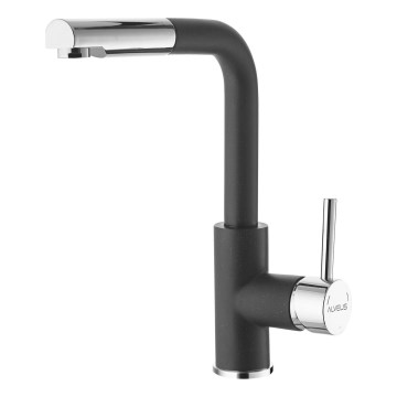 ALVEUS 1129048 - Kraan voor gootsteen met uittrekbare sproeier SIROS 29,7 cm graniet/zwart