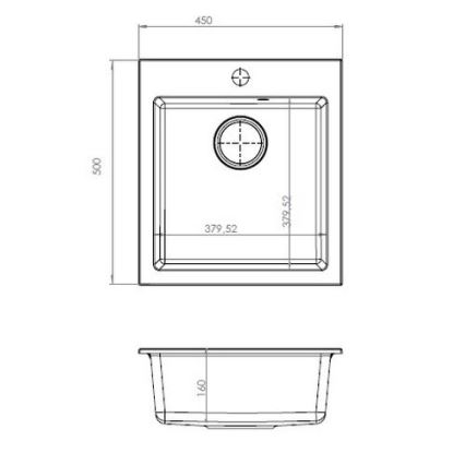 ALVEUS 1133432 - Gootsteen CORTINA 50x45 cm graniet/zwart