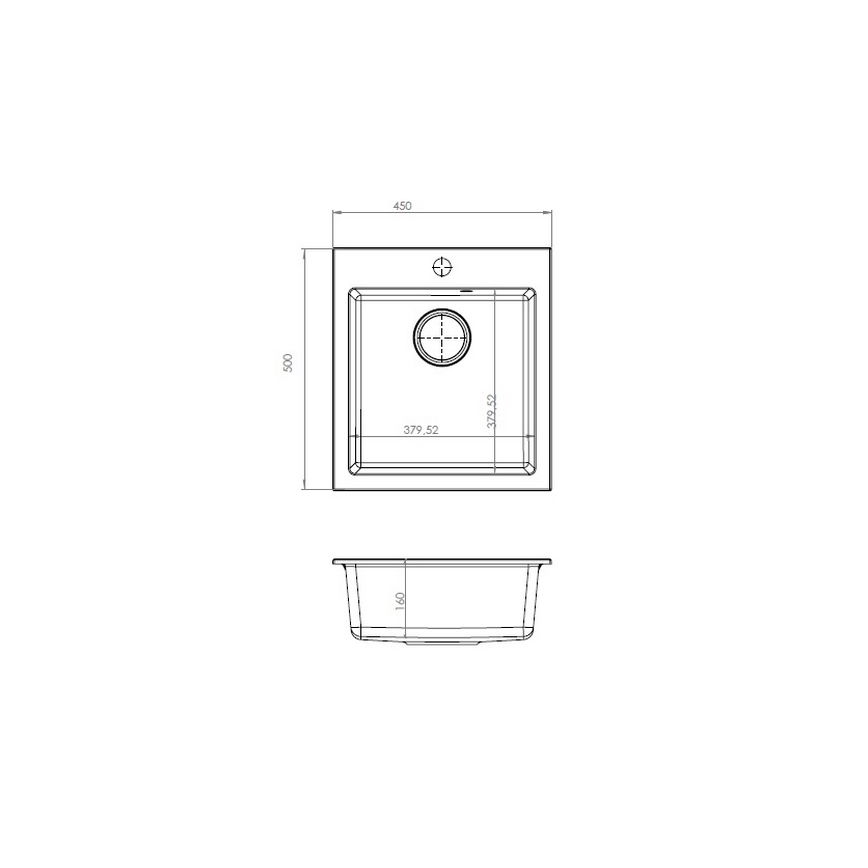 ALVEUS 1133432 - Gootsteen CORTINA 50x45 cm graniet/zwart