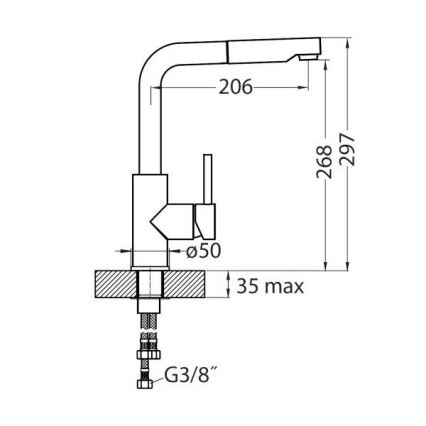 ALVEUS 1135365 - Keukenkraan met uittrekbare sproeikop SARA 29,7 cm glanzend chroom