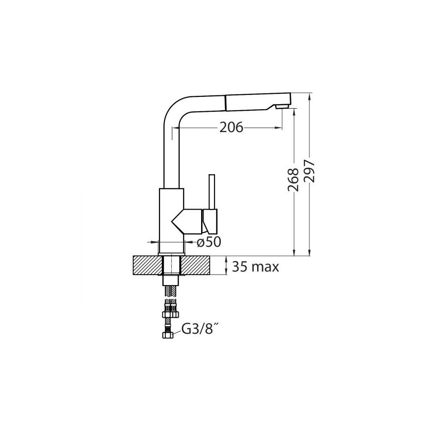ALVEUS 1135365 - Keukenkraan met uittrekbare sproeikop SARA 29,7 cm glanzend chroom