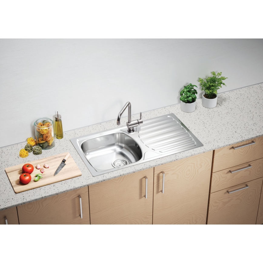 ALVEUS 1136539 - Gootsteen BASIC 78x43,5 cm mat staal/satin, grote uitlaat