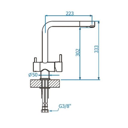 ALVEUS 1139808 - Kraan voor gootsteen AGUILA 33,3 cm graniet/zwart