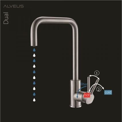 ALVEUS 1139812 - Kraan voor gootsteen DUAL 37 cm graniet/zwart