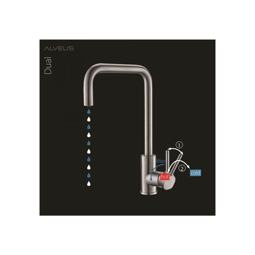 ALVEUS 1139812 - Kraan voor gootsteen DUAL 37 cm graniet/zwart