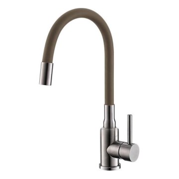 ALVEUS 1144428 - Kraan voor gootsteen met flexibele arm MINTAS 34 cm messing/glanzend chroom/beige