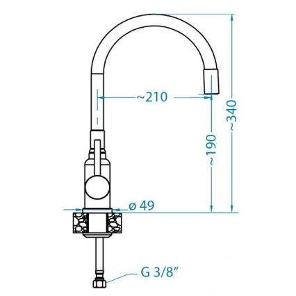 ALVEUS 1144432 - Kraan voor gootsteen met flexibele arm MINTAS 34 cm messing/geborsteld staal/zwart