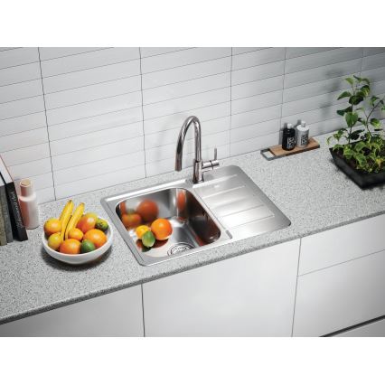 ALVEUS 1144603 - Gootsteen LINE 61,5x50 cm mat staal/satin, zonder excentriek