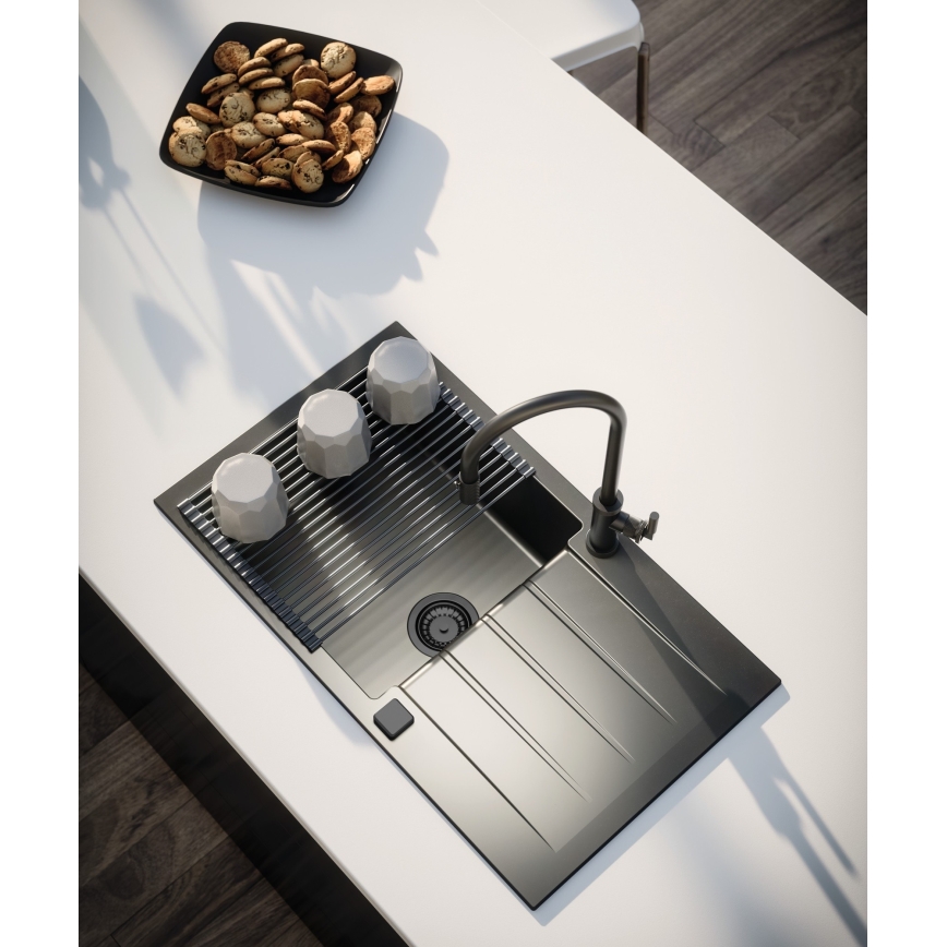 ALVEUS 1148159 - Gootsteen CADIT 79x50 cm graniet/zwart
